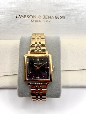 Larsson & Jennings Women’s Gold-Tone Square Black Dial Bracelet Watch
